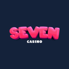 Logo kasína Seven: ružový nápis na tmavomodrom pozadí