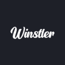 Logo kasína Winstler: biely šikmý nápis na tmavosivom pozadí