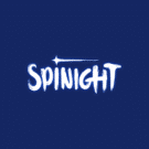 Logo kasína Spinight: biely ručne písaný nápis na tmavomodrom pozadí