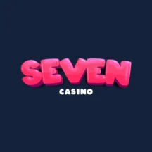 Logo kasína Seven: ružový nápis na tmavomodrom pozadí