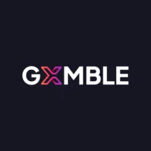 Logo kasína Gxmble: biely nápis s ružovým X na tmavom pozadí
